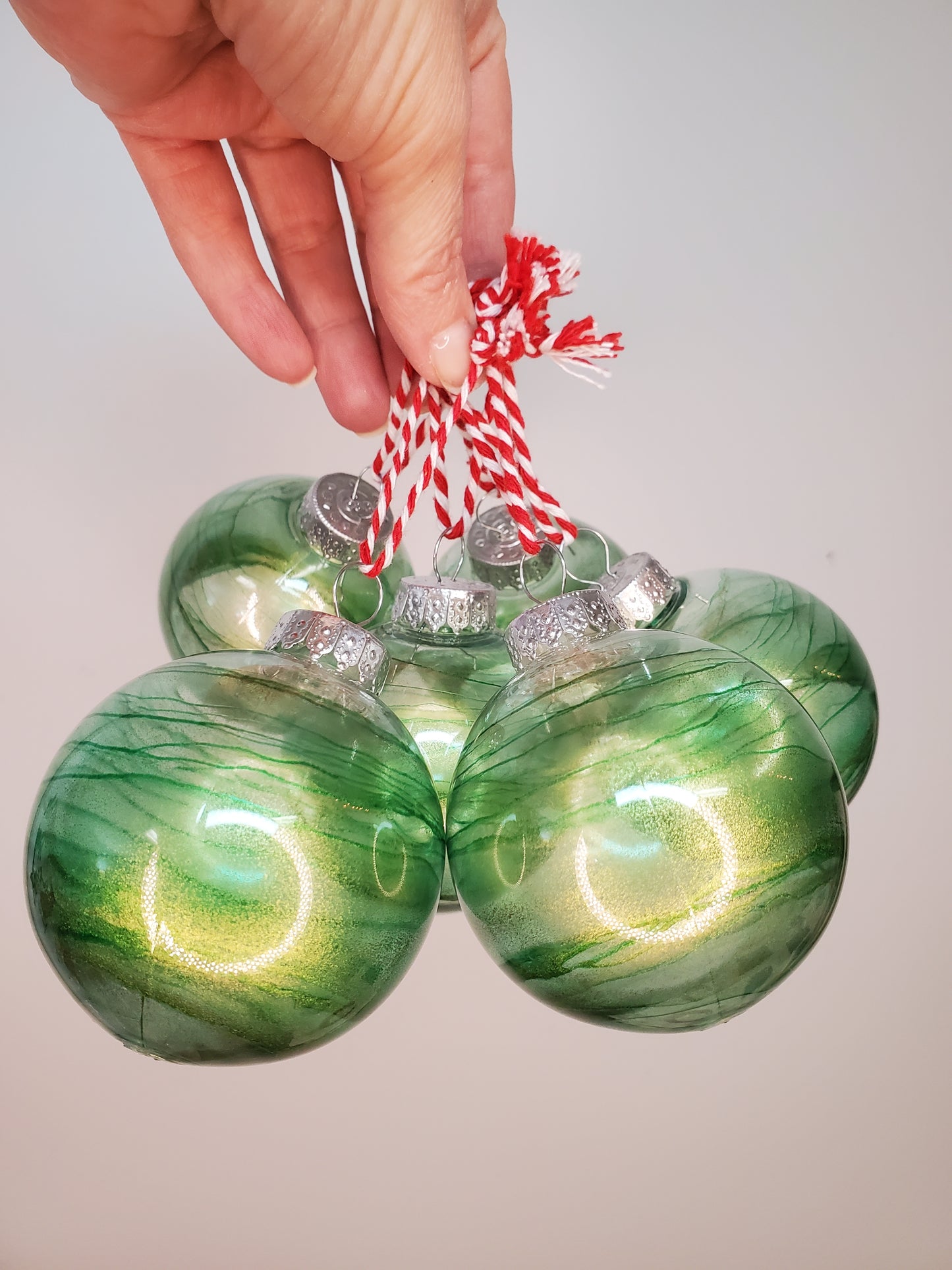Green/Gold ball ornament set of 6