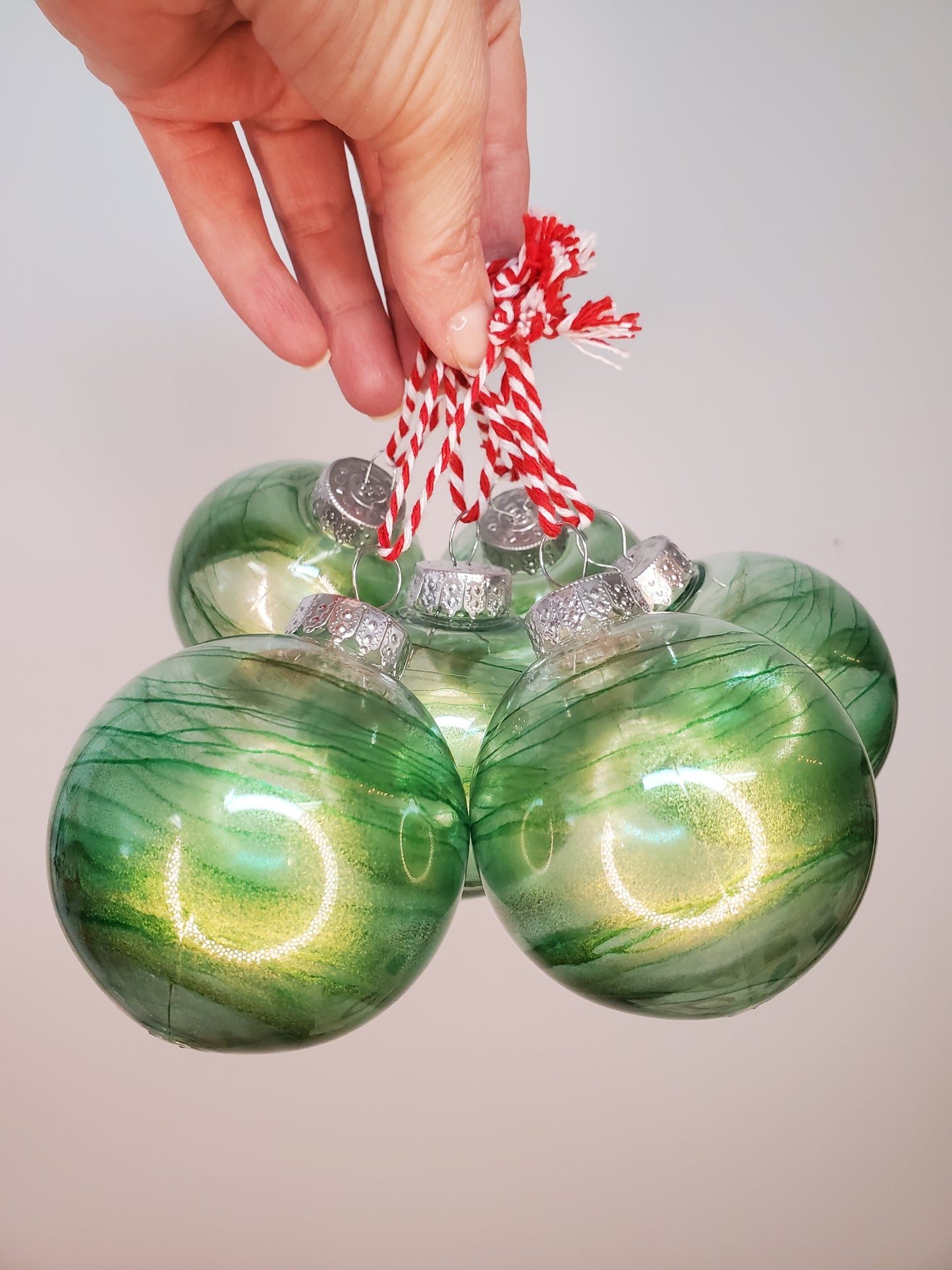 Green/Gold ball ornament set of 6