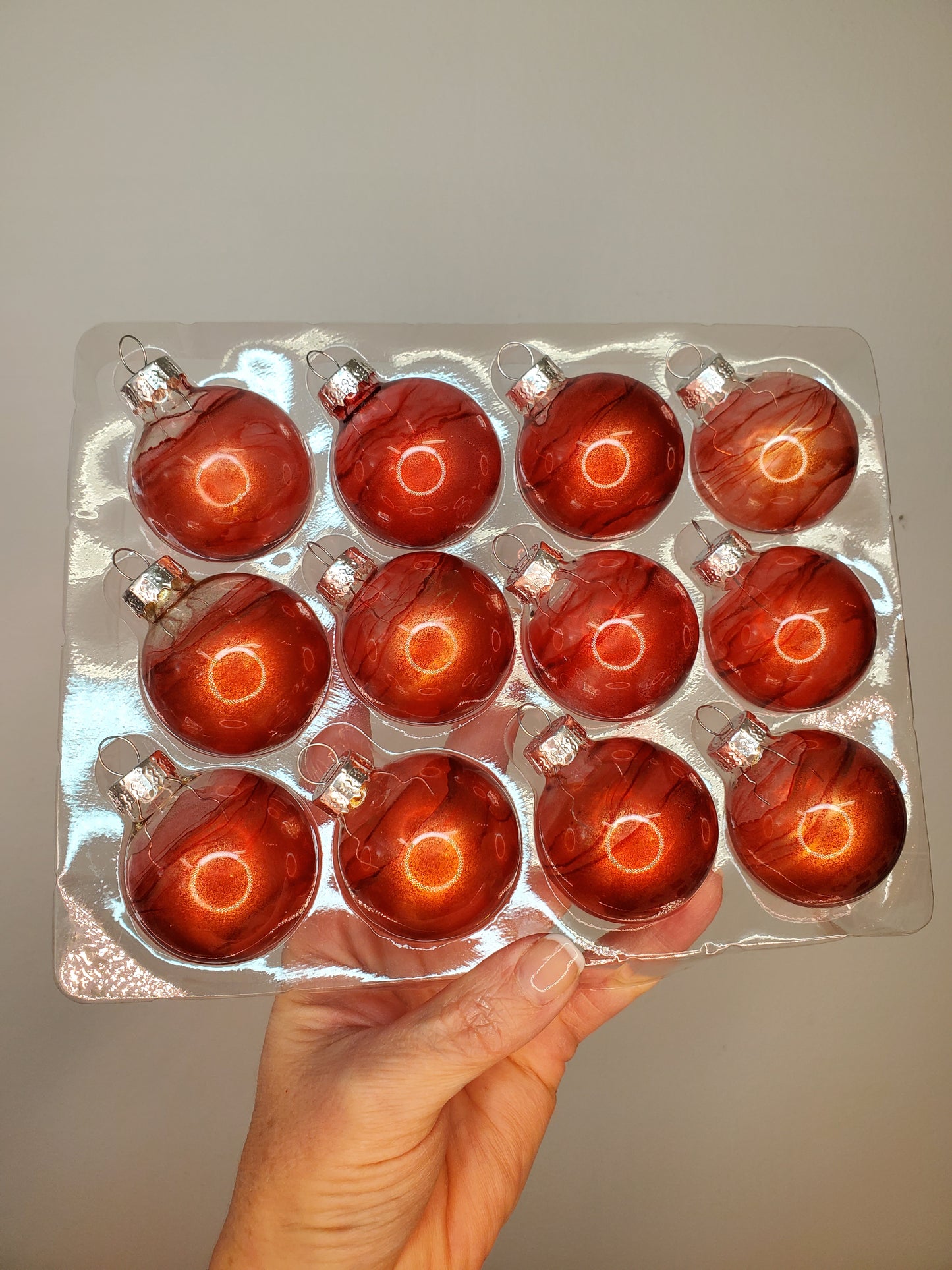 Red/Gold mini ball ornaments glass set of 12