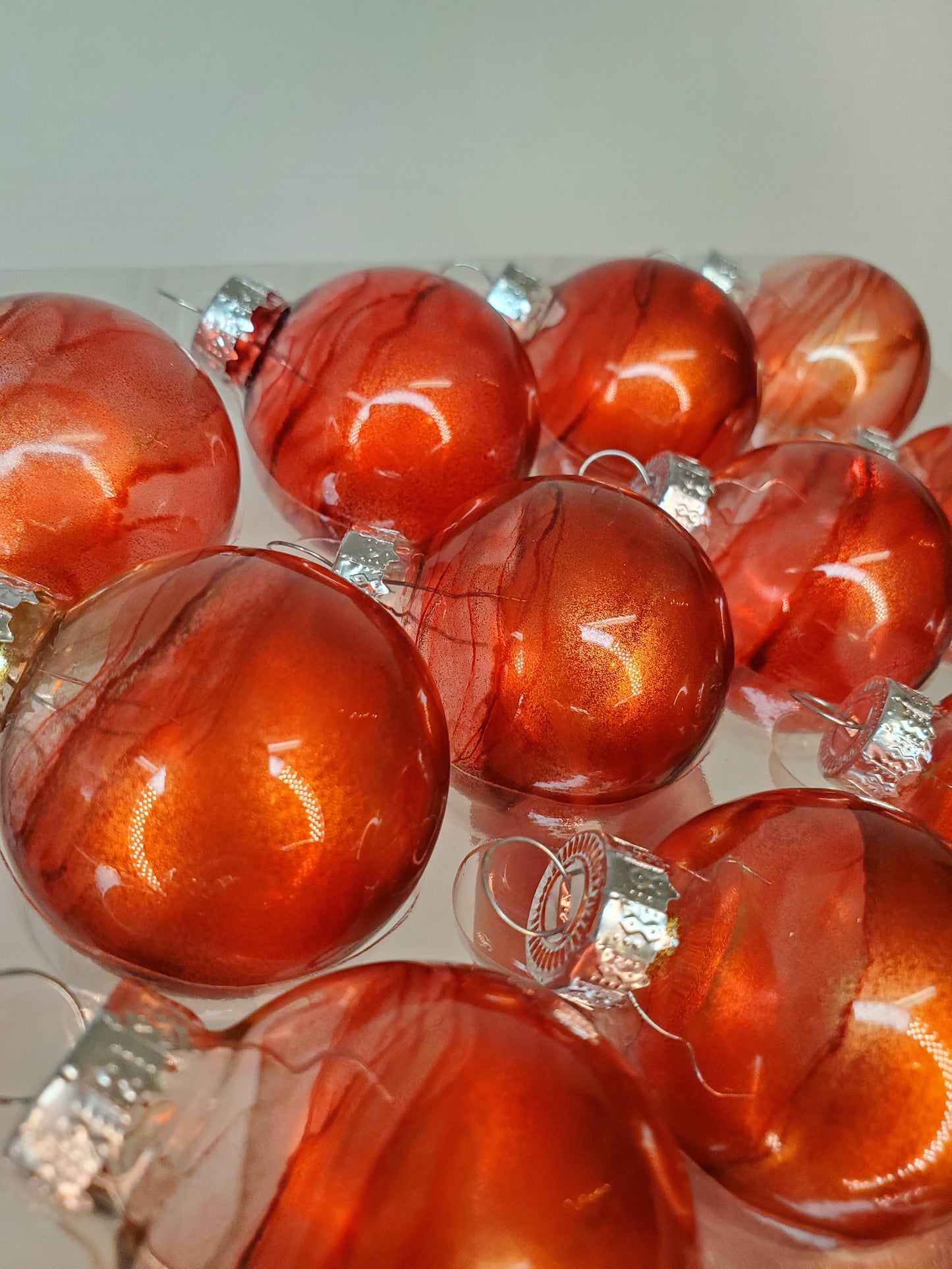 Red/Gold mini ball ornaments glass set of 12