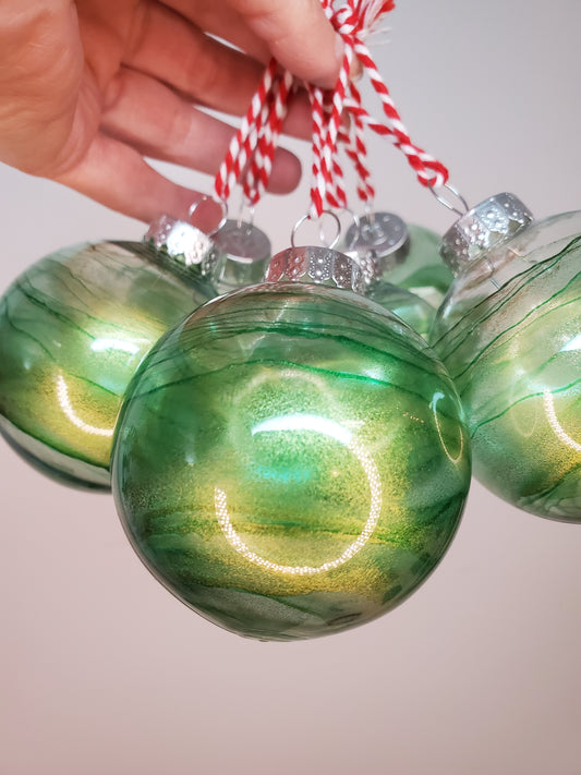 Green/Gold ball ornament set of 6