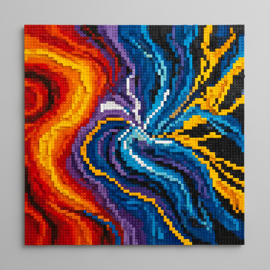 colorful abstract lego artwork
