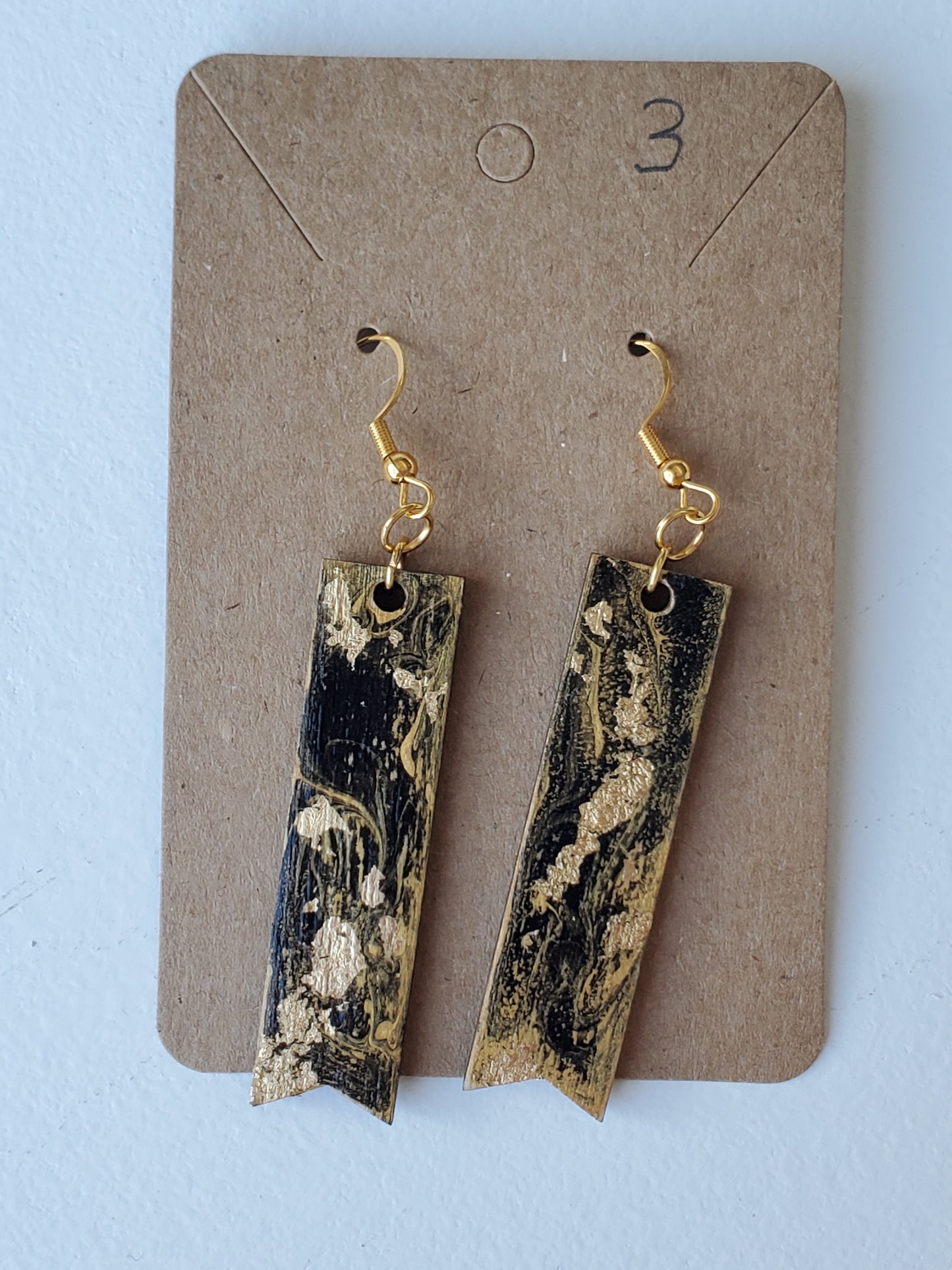 Marbled Earring Black/Gold leaf