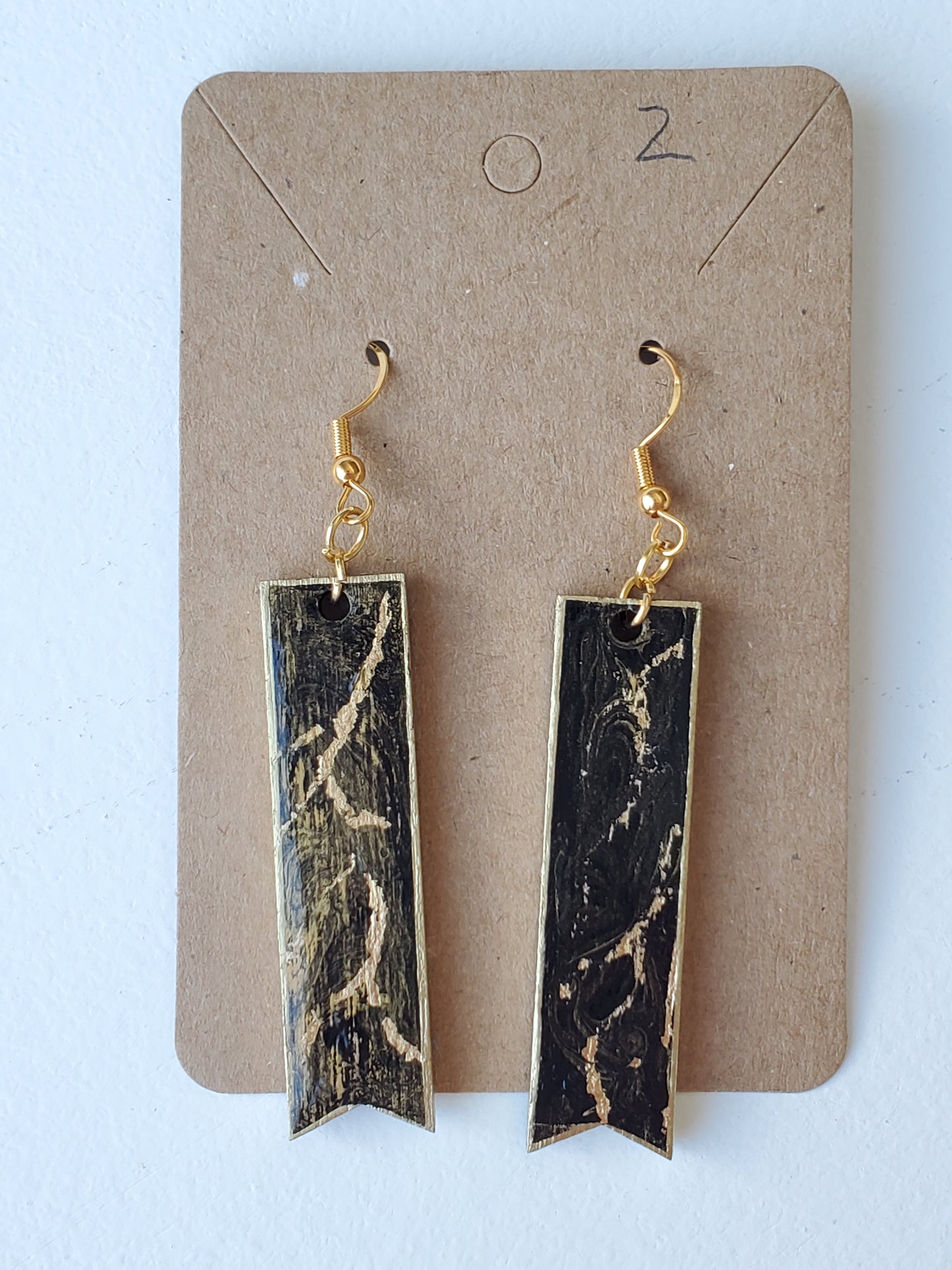 Marbled Earring Black/Gold leaf
