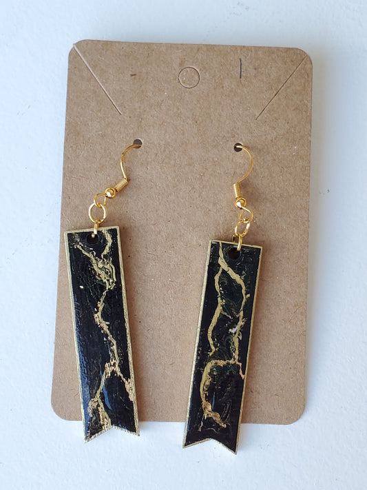 Marbled Earring Black/Gold leaf