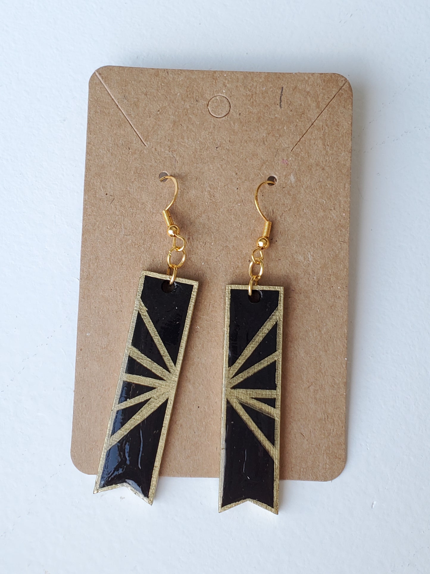 Art Deco Earring Sunburst Black/Gold