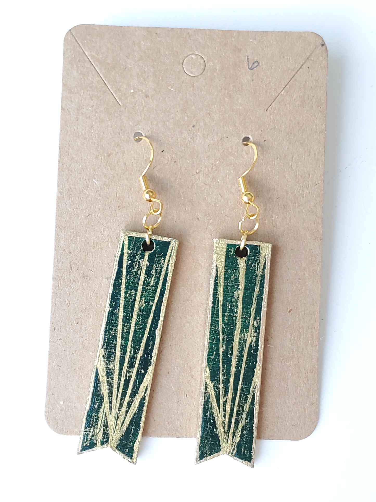 Art Deco Earring Dark Green/Gold