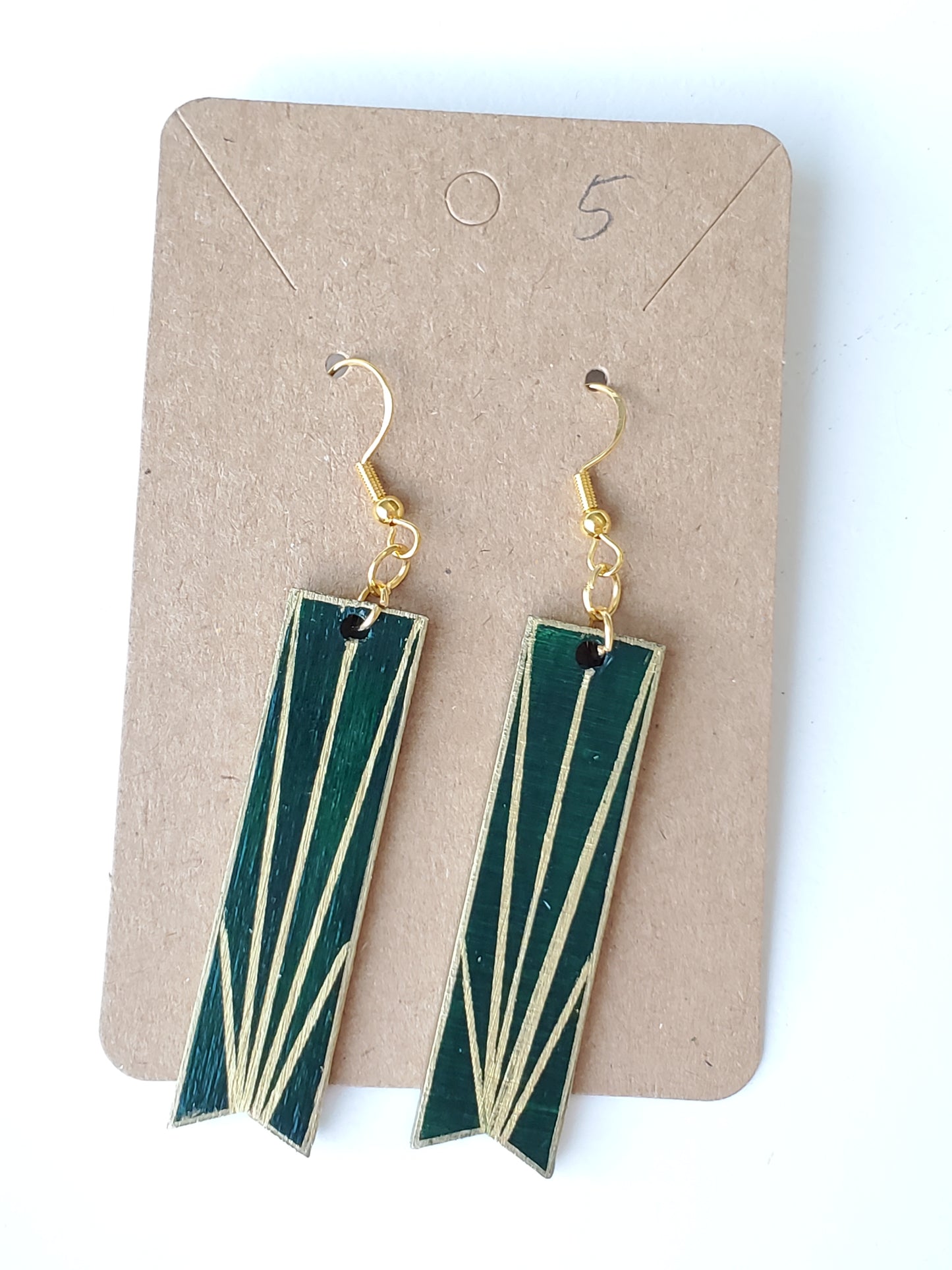 Art Deco Earring Dark Green/Gold