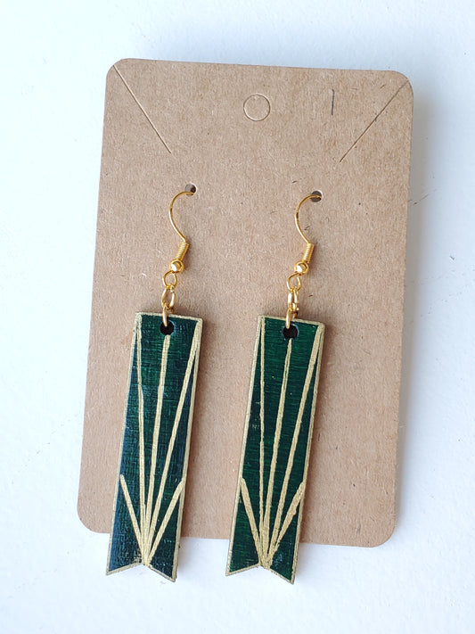 Art Deco Earring Dark Green/Gold